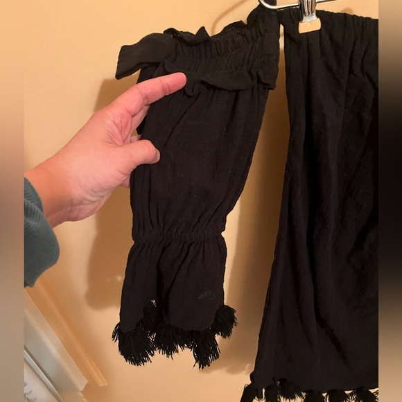 LAST CHANCE | MISA Los Angeles Helena black off the shoulder tassel dress - Picture 7 of 9